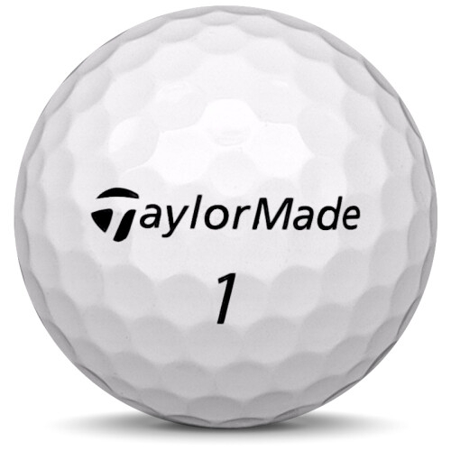 Golfboll av modellen Taylormade TP5 i 2018 års version med vit färg framifrån