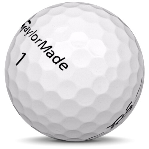 Golfboll av modellen Taylormade TP5 i 2018 års version med vit färg sned bild